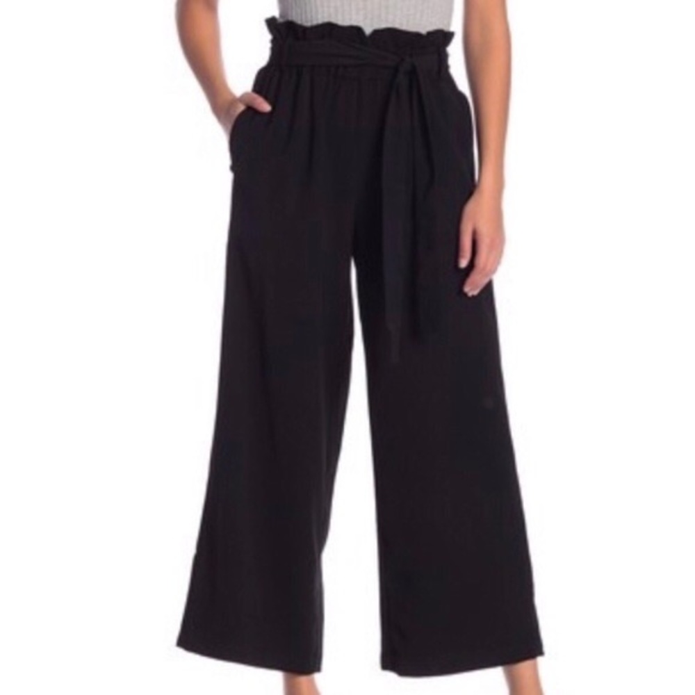 Elodie Black High Rise Paper Bag Tie Waist Size M